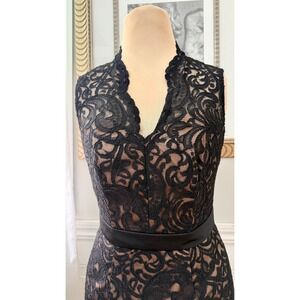 Dessy Collection Black Lace & Cappuccino Dress Style 2911 Size 2